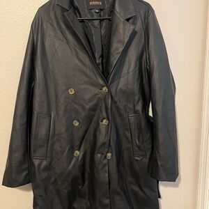 Ambiance Outerwear Trench Coat Jacket Leather Style Size L 100% Polyurethane